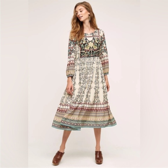Anthropologie Bhanuni By Jyoti Beaded Far Fields Beaded  Dress Size 12 PETITE - Picture 3 of 12